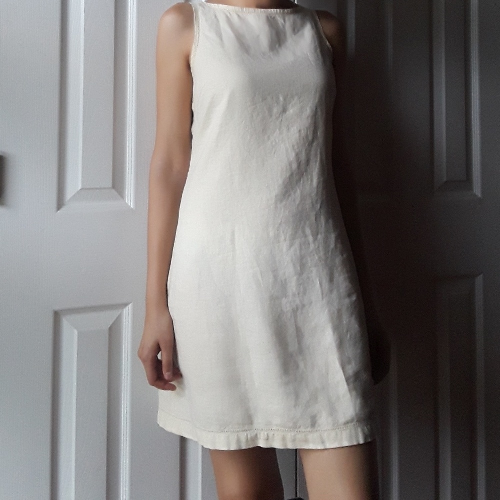 Linen eyelet shift dress